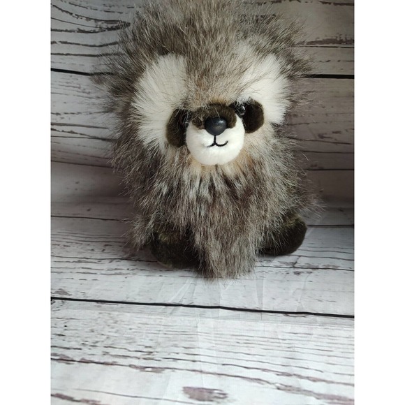 Aurora Soft Fluffy Plush Raccoon Baby Woodland Stuffed Animal Doll 9” Toy - Picture 1 of 9